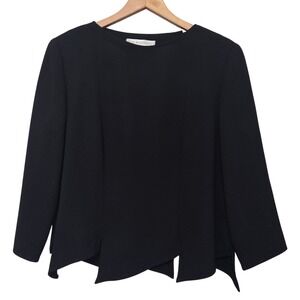 Ildi Marshall Vtg Black Asymmetric Handkerchief SharkBite Hem Blouse Top Size M